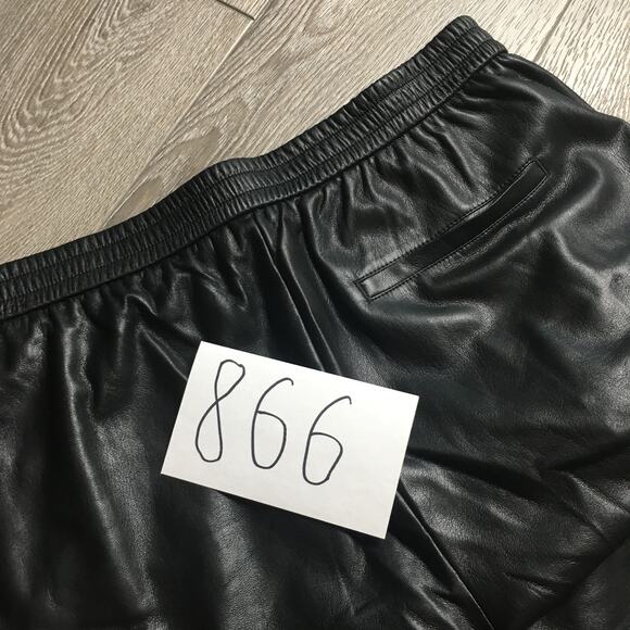 HUGO BOSS Womens Faux Leather Elastic Waist Motorcycle Ankle Pants Black US 10 - Picture 10 of 10